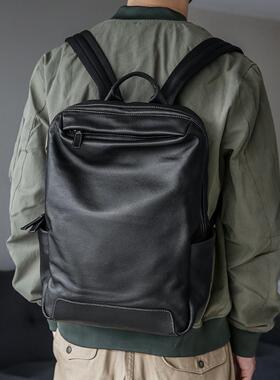 2025古造新款真皮男士双肩包头层牛皮大容量休闲百搭电脑旅行背包