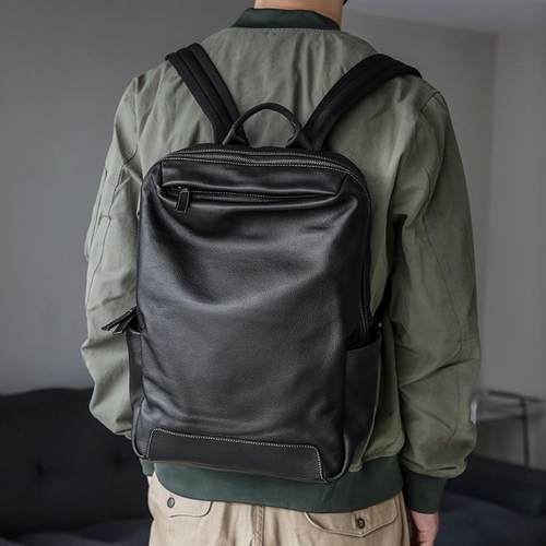 2025新款男士真皮双肩背包