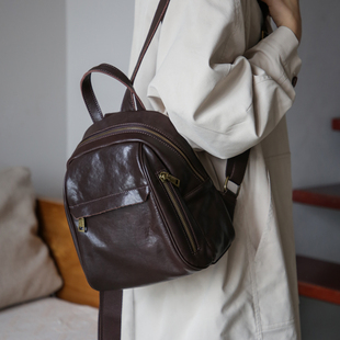 古造真皮双肩包女2025新款 百搭女士包包休闲背包 植鞣头层牛皮时尚