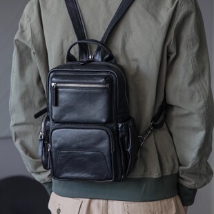 古造新款 大容量多功能单肩斜挎胸包背包 植鞣头层牛皮双肩包男女款