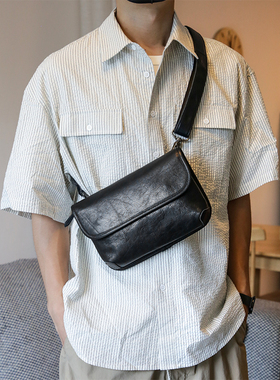 2025新款真皮男士薄款单肩斜挎包头层牛皮休闲百搭手拎通勤小背包