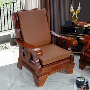 科技皮防水木沙发垫防滑可拆洗带靠背连体三人红木沙发春秋椅座垫