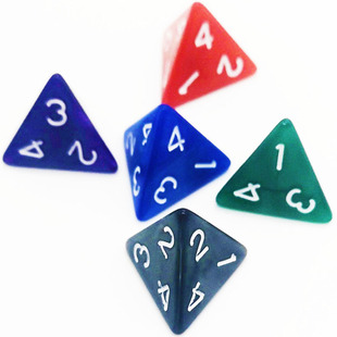 多面骰子 桌游游戏道具coc跑团dnd彩色筛子数字色子4面 四面
