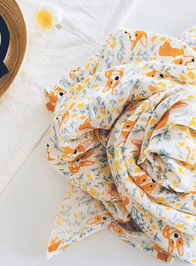 Ａ类竹纤维包巾襁褓抱被柯基狗muslin纱布宝宝盖毯婴儿口水巾围兜