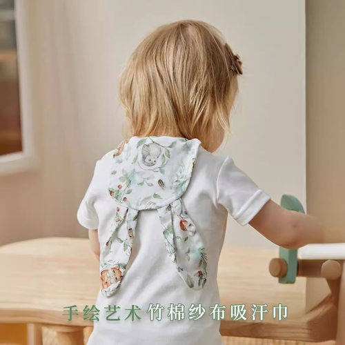 宝宝隔汗巾A类竹棉纱布吸汗垫背