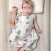 四层竹棉纱布婴儿睡袋A类柔软透气儿童防踢被背心款 春夏秋睡衣
