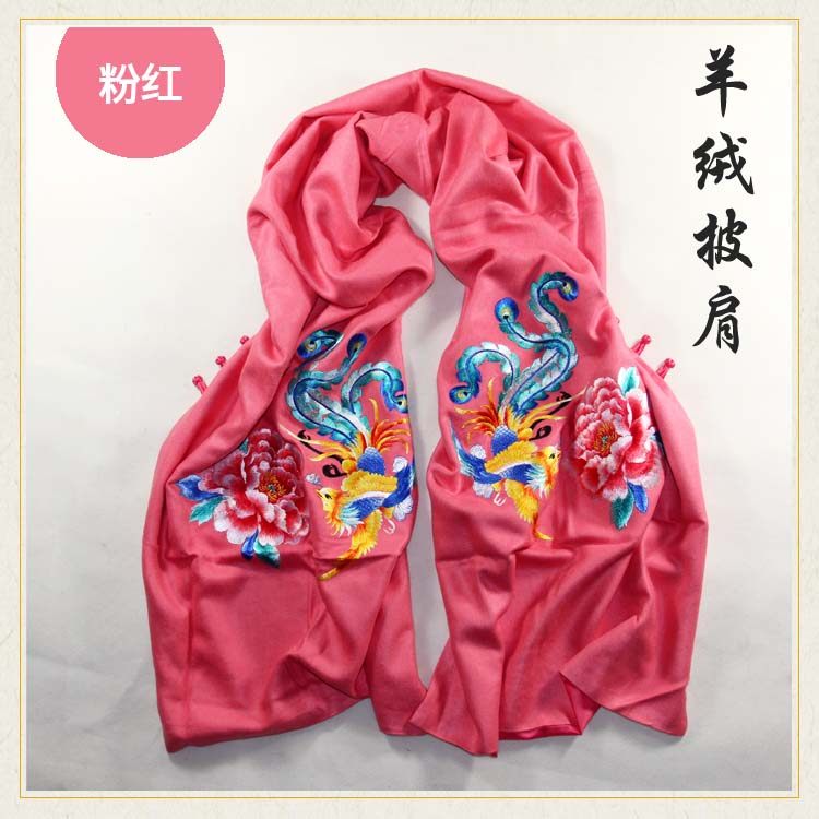 真丝刺绣女中国风礼品披肩围巾