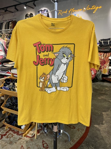古着Vintage二手正版经典漫画卡通猫和老鼠纯棉短袖T恤