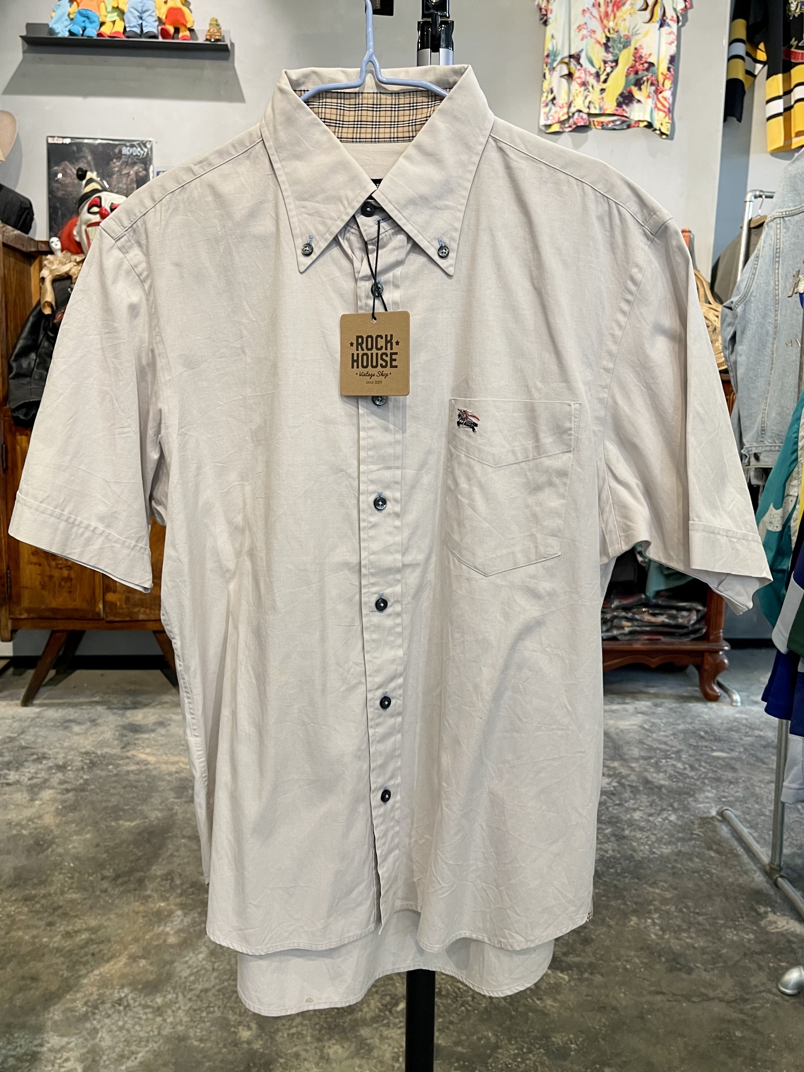 Vintage古着中古元年BBR Black Label系列米白色纯棉短袖衬衣衬衫