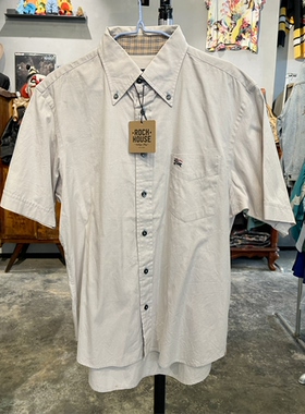 Vintage古着中古元年BBR Black Label系列米白色纯棉短袖衬衣衬衫