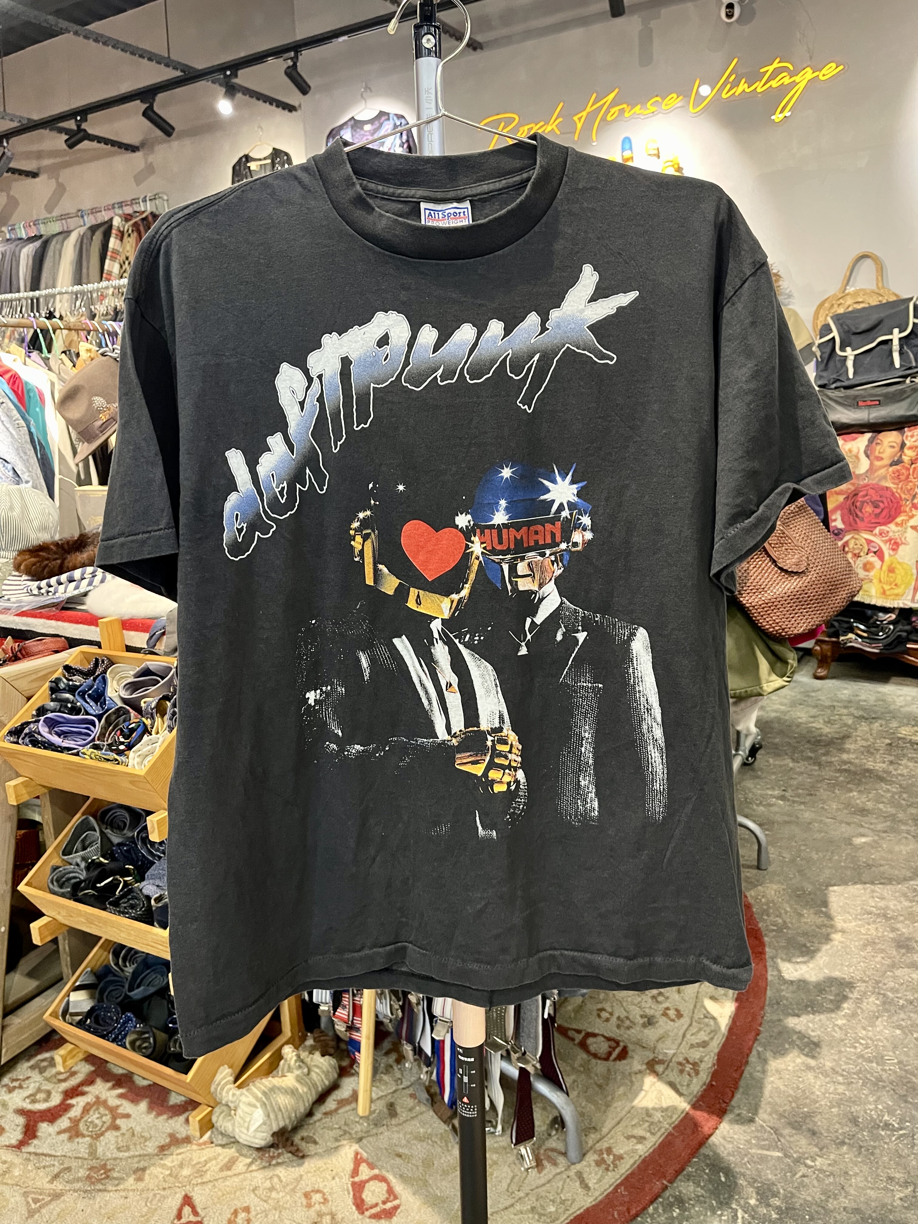 全新New Vintage风格水洗做旧蠢朋克Deftpunk电子组合纯棉短袖T恤