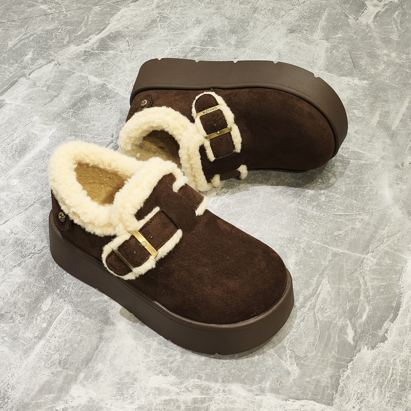 磨砂皮加绒保暖勃肯鞋女