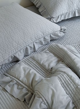 ins风韩国60支全棉春秋一体被 外贸韩风小红书博主同款床盖三件套