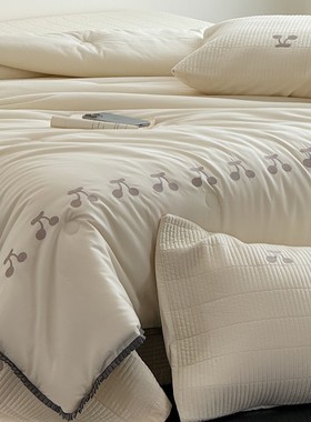 ins风胖胖樱桃春秋被 樱桃菲菲床盖三件套 全棉春秋被床盖四件套