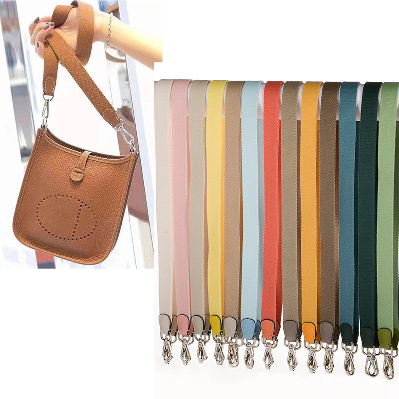 2.5细带帆布带配牛皮头包带配件轻便舒适窄纯色斜挎带适用伊芙琳