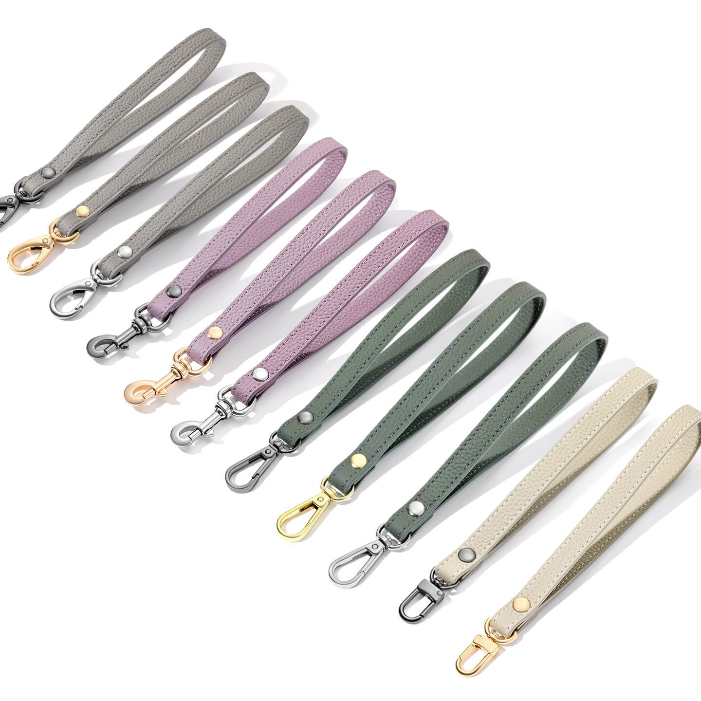 单扣手挽带头层牛皮荔枝纹手腕包带匙扣配件手拿带手提带纯色真皮