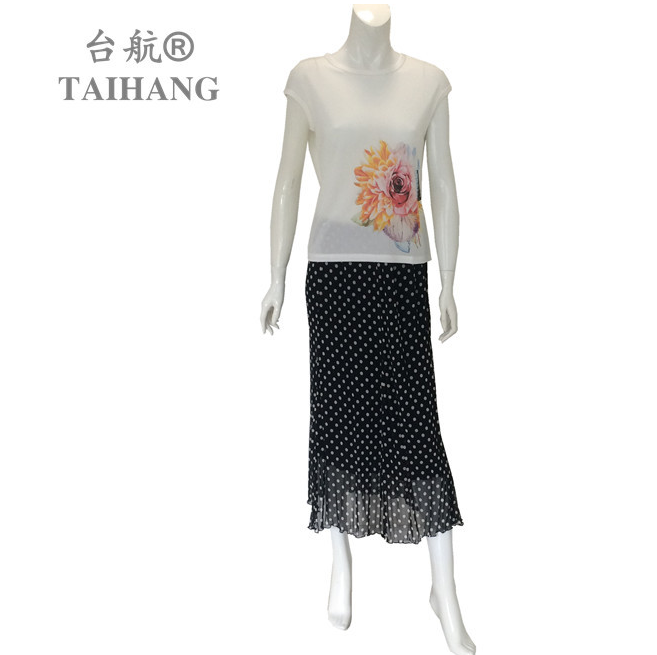 中老年夏季宽松真丝半身裙花裙子 桑蚕丝a字裙网纱弹力中长款女裙