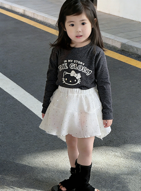 2026春季新款韩版女童HK卡通印花长袖T恤 儿童宝宝时尚打底衫上衣