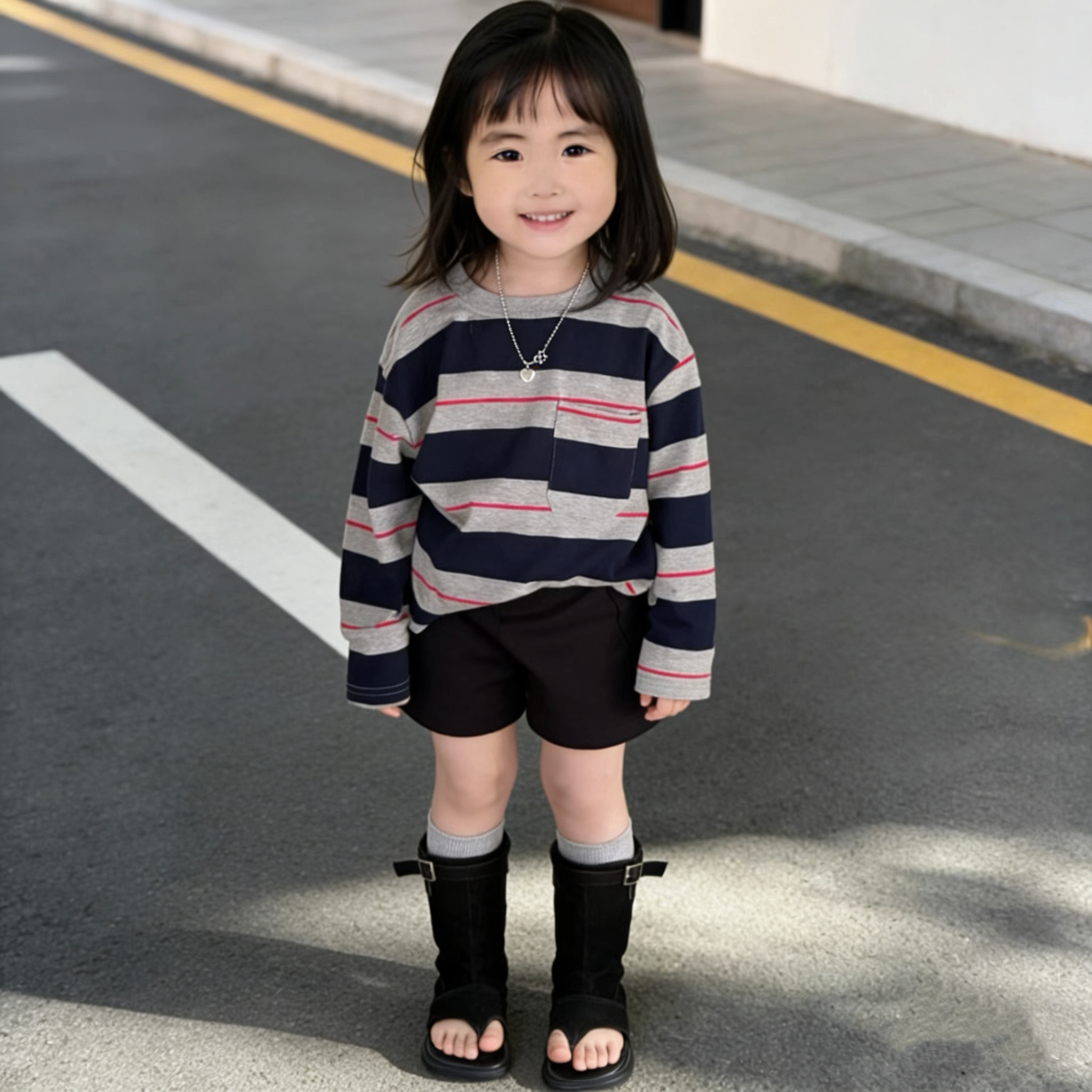 2026春季新款韩系女童条纹长袖T恤 纯棉宽松儿童宝宝洋气上衣潮