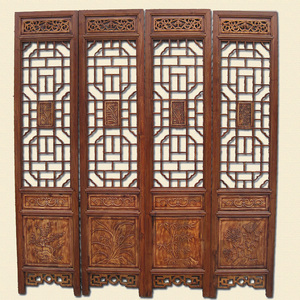 东阳木雕中式复古雕花玄关隔断仿古门窗客厅卧室酒店折叠屏风