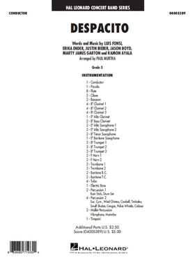 管乐总谱贾斯丁比伯《Despacito》交响管乐团合奏总谱分谱五线谱