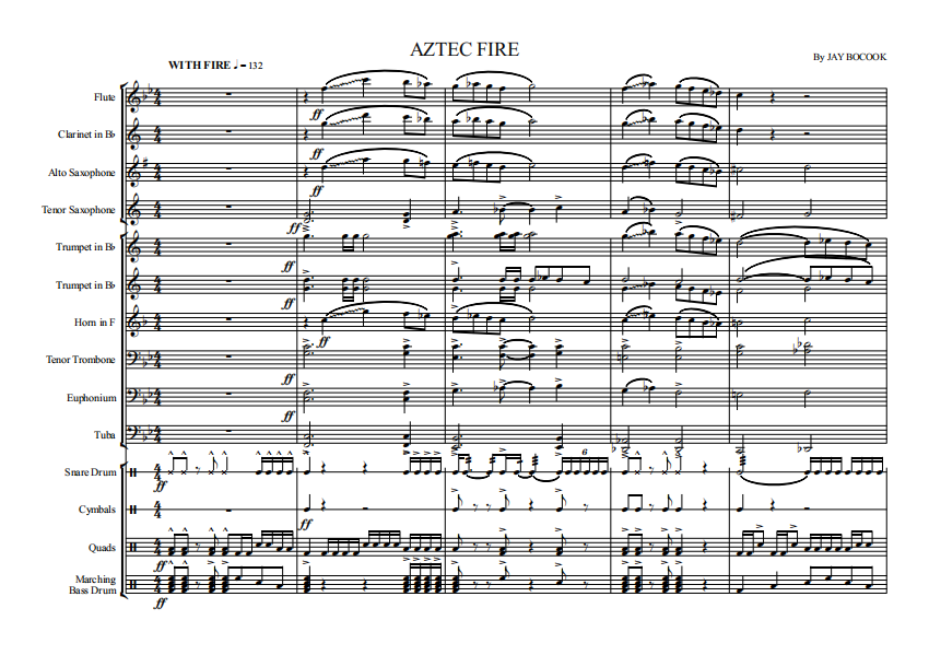 行进管乐阿兹塔克的火焰合奏总谱