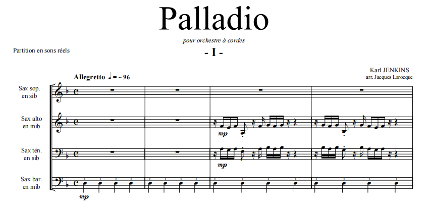 萨克斯重奏Palladio总谱分谱