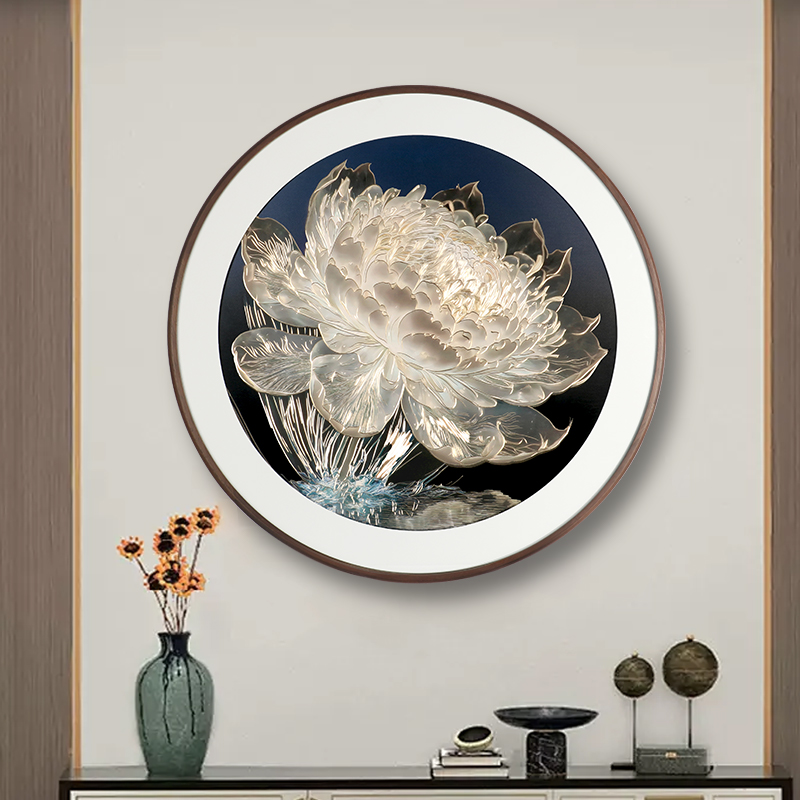 入户玄关装饰画天程圆形铜雕画