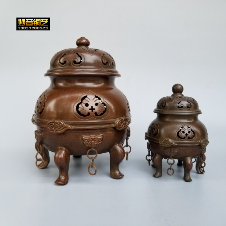 仿古铜五足帝王炉铜炉金鼎檀香盘香茶道香熏炉宣德炉工艺品