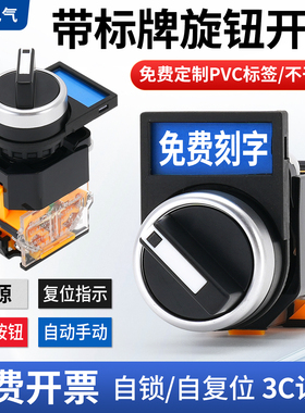 带标牌旋钮开关LA38-11X2二档三档选择按钮开关LA38-11X/21自锁复