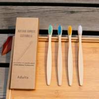 Bamboo Toothbrush, eco-friendly bamboo and wood toothbrush, soft bristle bamboo charcoal brush, 10-piece set, portable for travel thumbnail 3