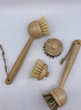 劍麻洗碗刷廚房刷子竹制刷椰棕洗鍋刷木頭刷子 剑麻刷子 bamboo