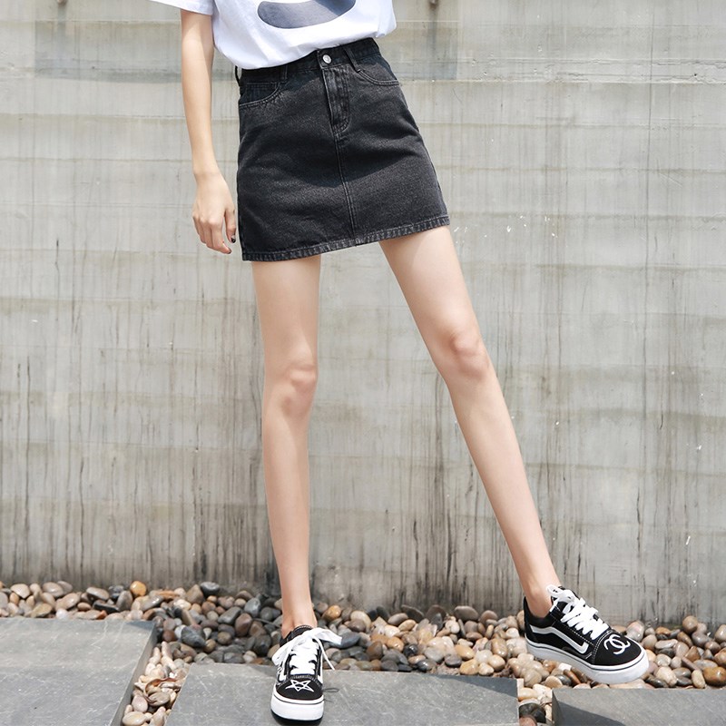 Chaopai Paige leisure time Solid Denim Skirt 2019 Spring and summer Korean Edition Versatile Self cultivation Show thin Body Culottesin the Women's clothing/Boutique , Skirts  category - from Buy2taobao.com to provide professional Taobao agent buy service