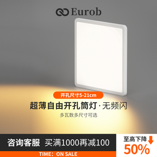 【美国普瑞】筒灯自由开孔可调节面板灯超薄射灯天花板嵌入式孔灯