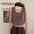 上衣 圆领针织马甲女显瘦百搭背心两件套装 花花家韩系2025秋季 新款