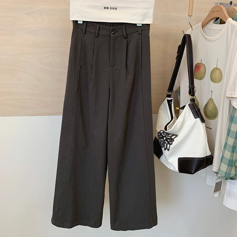 花花家韩系2025秋季新款ins风休闲高腰松紧腰阔腿垂感宽松裤子女,女装/女士精品,休闲裤,淘宝优惠券,粉丝福利购,淘宝优惠卷