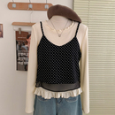 长袖 波点吊带背心 T恤显瘦两件套上衣女 新款 花花家韩系2025秋季