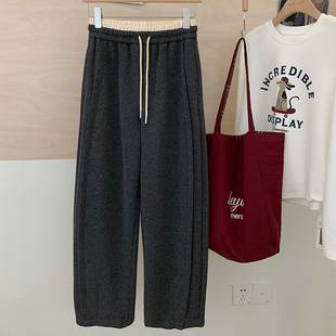 休闲卫裤 子女高腰松紧腰弯刀裤 加绒加厚裤 花花家韩系2025秋冬新款