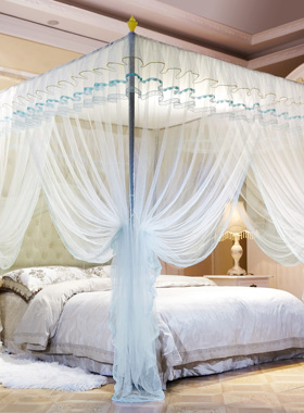 宫廷落地蚊帐家用1.2米1.5m公主风宫廷夏季支架加密三开门纹帐2米
