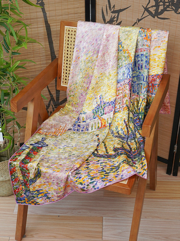 MATISSE CASTLE SPRING 2025 NEW SILK FLOWER LUO DOUBLE-SIDED LARGE SQUARE SCARF MULBERRY SILK SILK SCARF LARGE SHAWL SCARF