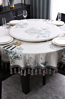 新中式家用古典大圆餐桌桌布1.8米圆桌子1.2米圆形茶几中国风盖布