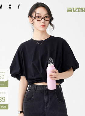 古木夕羊夏季新品圆领短袖结构T恤女GS430091001