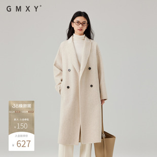 古木夕羊简约高级感气质毛呢外套女2024冬翻领减龄100%绵羊毛外套