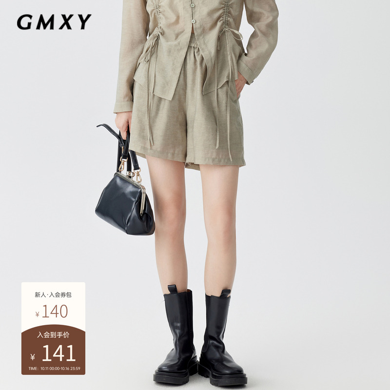 古木夕羊通勤宽松轻薄短裤女纯棉百搭显瘦减龄休闲裤GS41014016