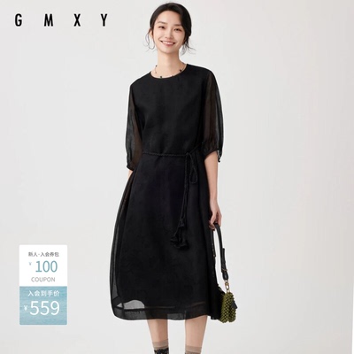 夏季新品A型纯色连衣裙女