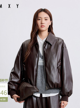 古木夕羊气质保暖翻领长袖皮外套女显瘦减龄上衣GR57012025