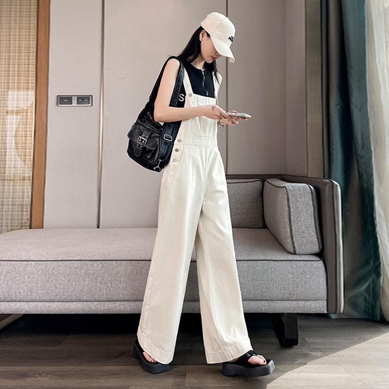 港风牛仔背带裤阔腿裤女春秋2026新款韩版宽松休闲显瘦减龄连体裤