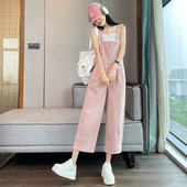 显瘦连体阔腿萝卜裤 小个子宽松韩版 女春夏2025新款 减龄牛仔背带裤