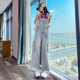 休闲宽松显瘦阔腿连体裤 减龄工装 2026年新款 女春夏秋季 牛仔背带裤