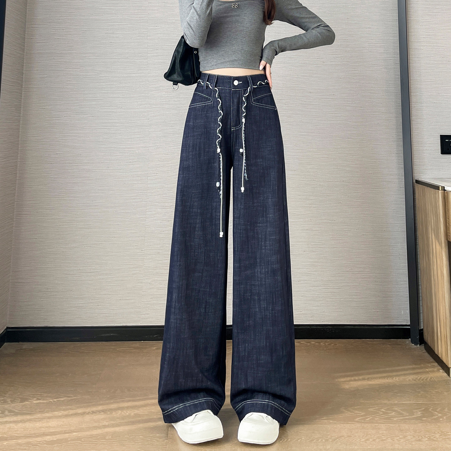 阔腿牛仔裤子女2026春秋新款高腰宽松显瘦直筒拖地裤百搭休闲长裤,女装/女士精品,牛仔裤,淘宝优惠券,粉丝福利购,淘宝优惠卷